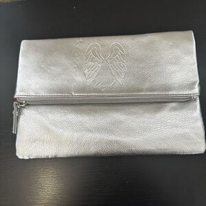 Victoria's Secret Angel Clutch Make Up Bag In Silver Bling Cute Night Zip Close